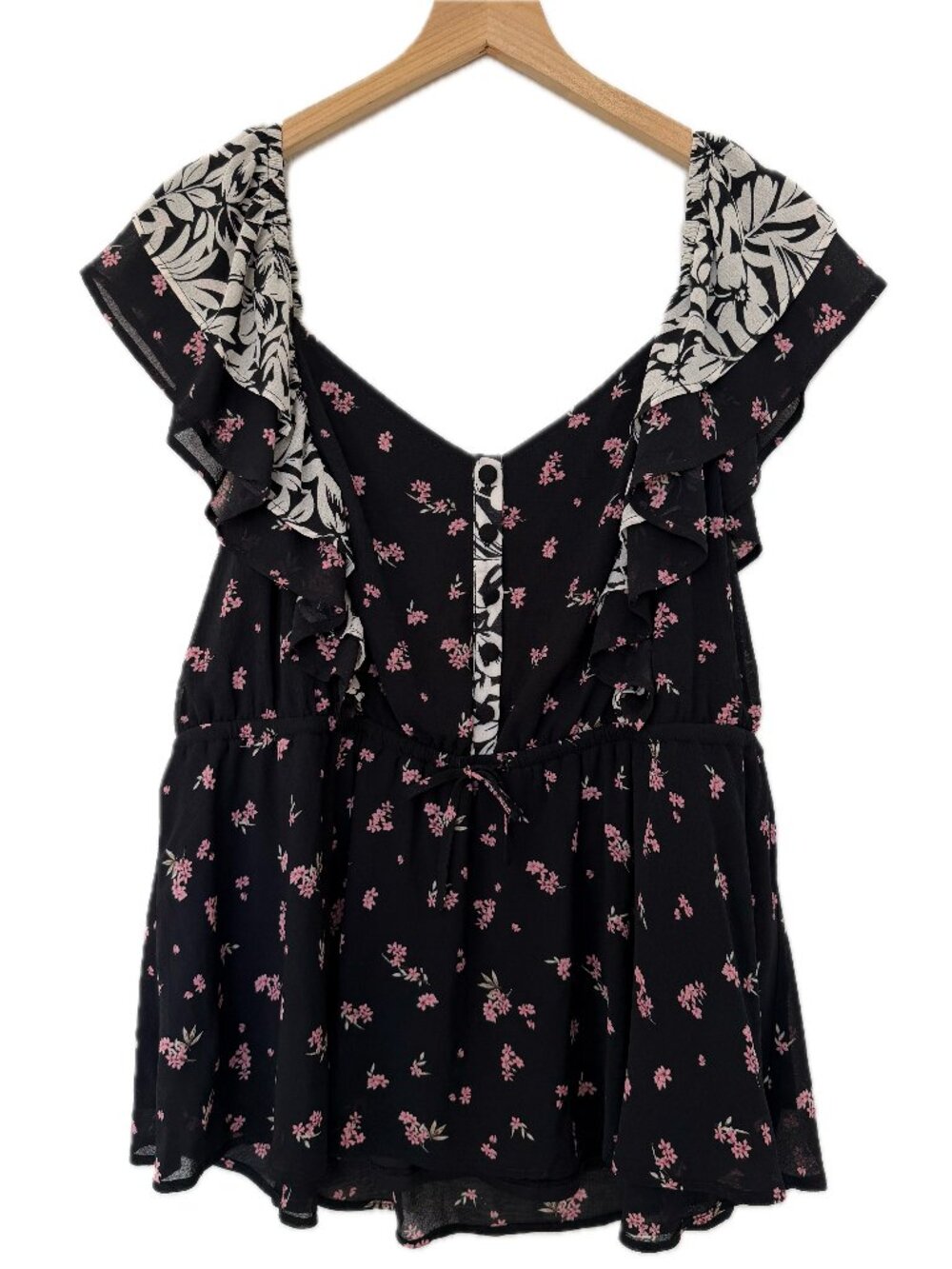 New Torrid Black & Pink Floral Blouse - Size 2X